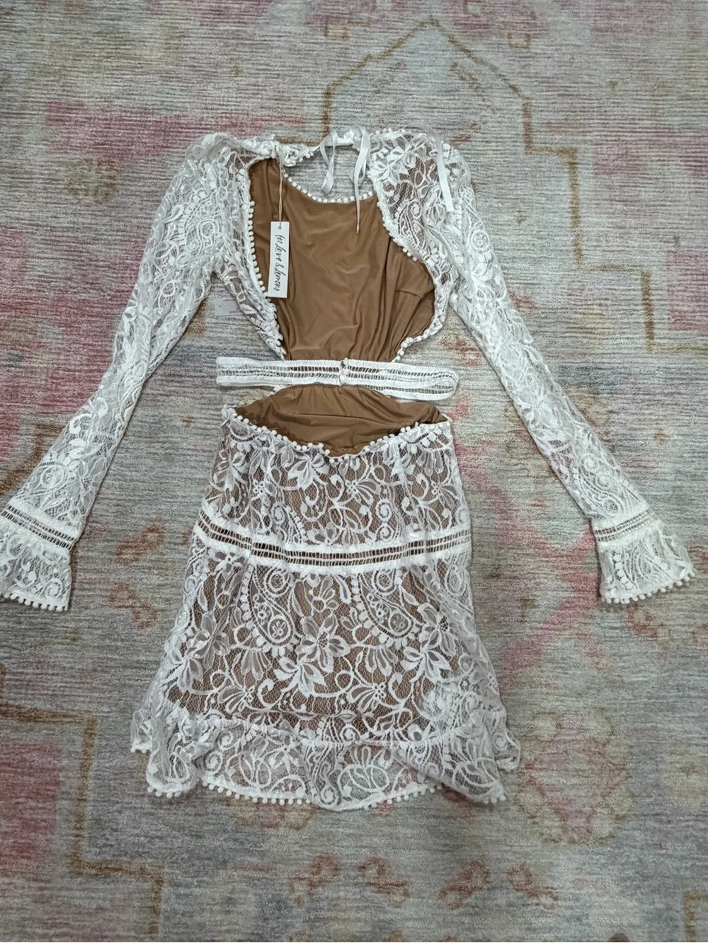 For Love And Lemons Brown Bodysuit with White Lace Trim - Picture 4 of 7